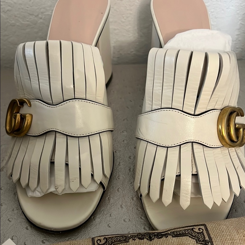 Gucci leather slides with gold double GG hardware .size 39 - Picture 3 of 15